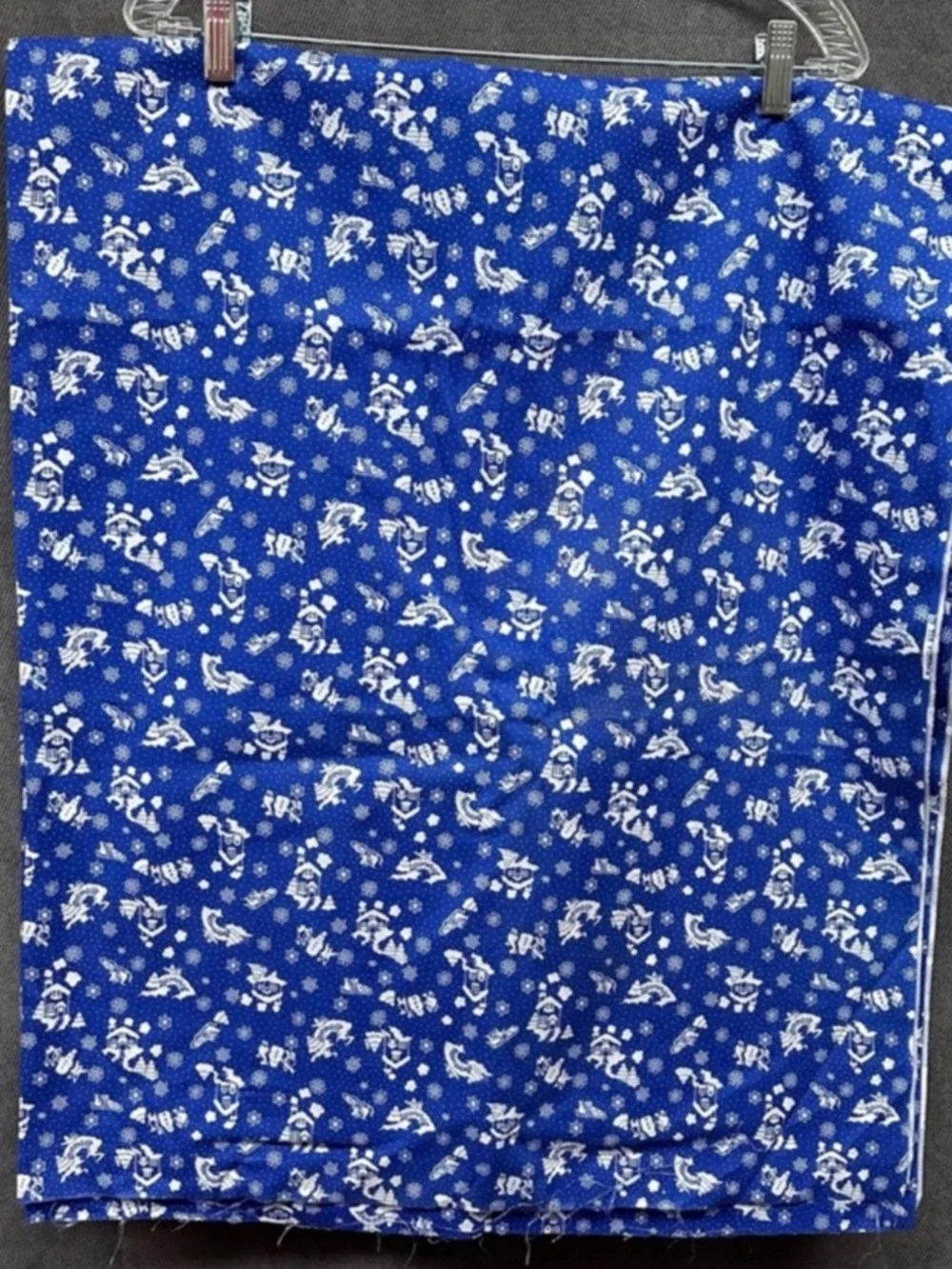Vintage christmas fabric blue 6 yards wamsutta